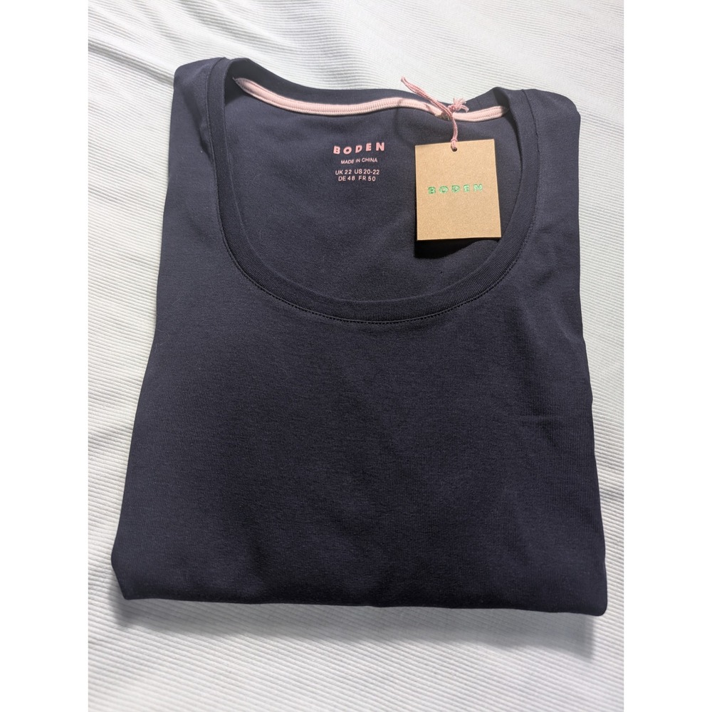 Boden Navy Blue Cotton Scoop Neck Short Sleeve Tee Shirt US 20-22 NWT